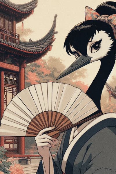 Lady Crane - Un'alta nobildonna antropomorfa gru che governa la Wuhan medievale con crudele eleganza, tratta i se