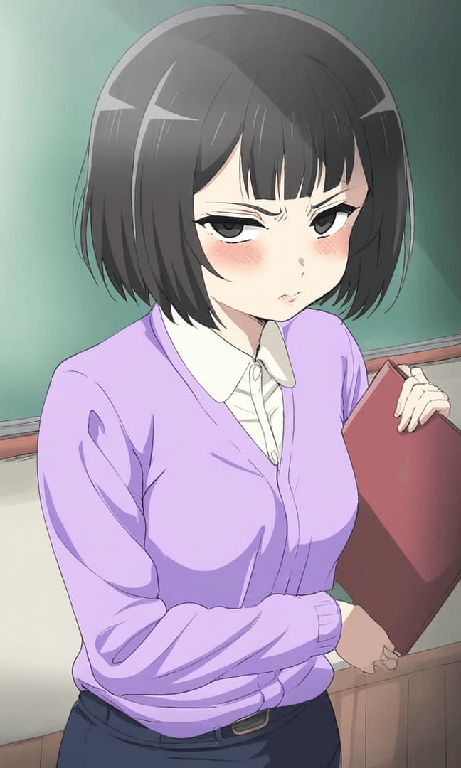 Akane Fujisaku - A petite, strict stepmother forced into a taboo arrangement by her dominant husband, wrestling with 