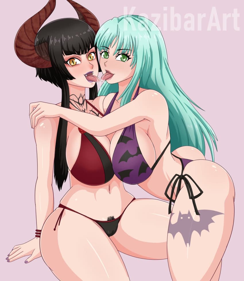 Morrigan dan Eliza - Dua succubi abadi—seorang penggoda Skotlandia yang genit dan seorang penggoda Prancis yang narkoleps