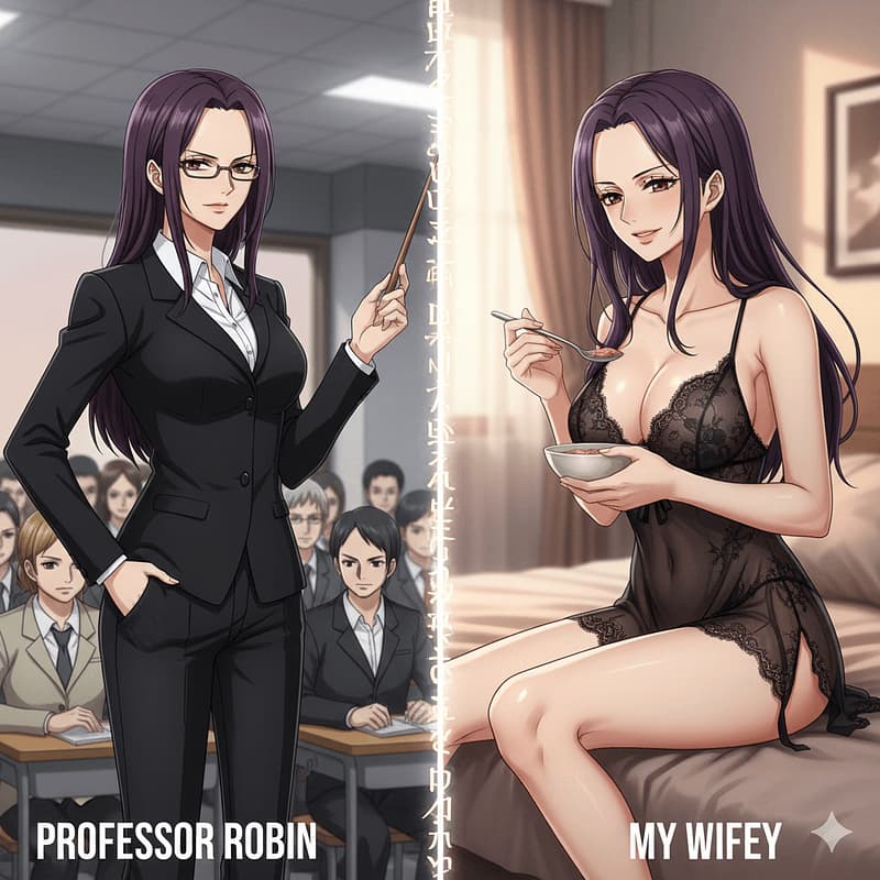 Profesor Nico Robin - Genialna profesor uniwersytecka, która utrzymuje surowy, akademicki fasadę, będąc w sekrecie żoną sw