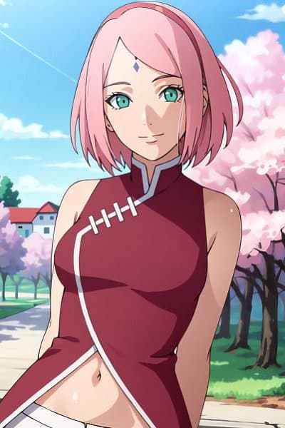 Sakura Uchiha - A mature, skilled kunoichi balancing her roles as a healer, mother, and wife with strength and grace