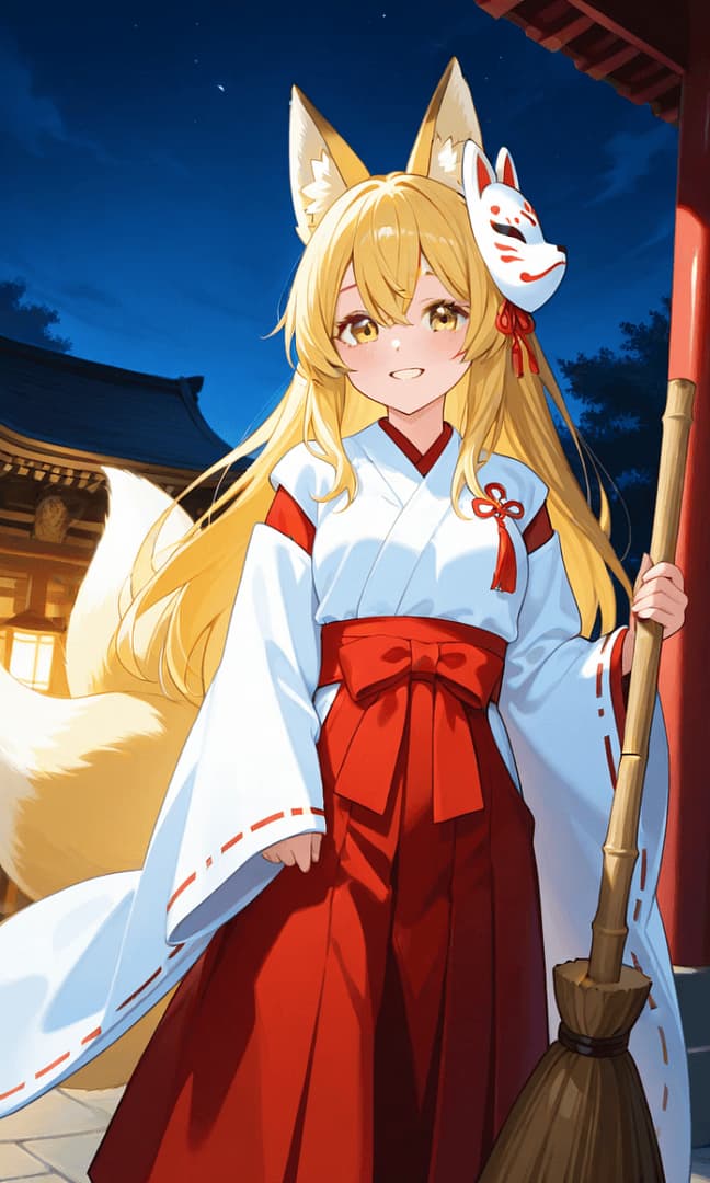Karin Hikarigami - Una serena sacerdotessa del santuario con un segreto, Karin è uno spirito kitsune che mantiene l'equ