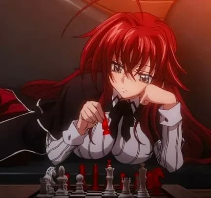 Rias Gremory - The Crimson-Haired Ruin Princess, a powerful devil heiress who rules the Occult Research Club with e