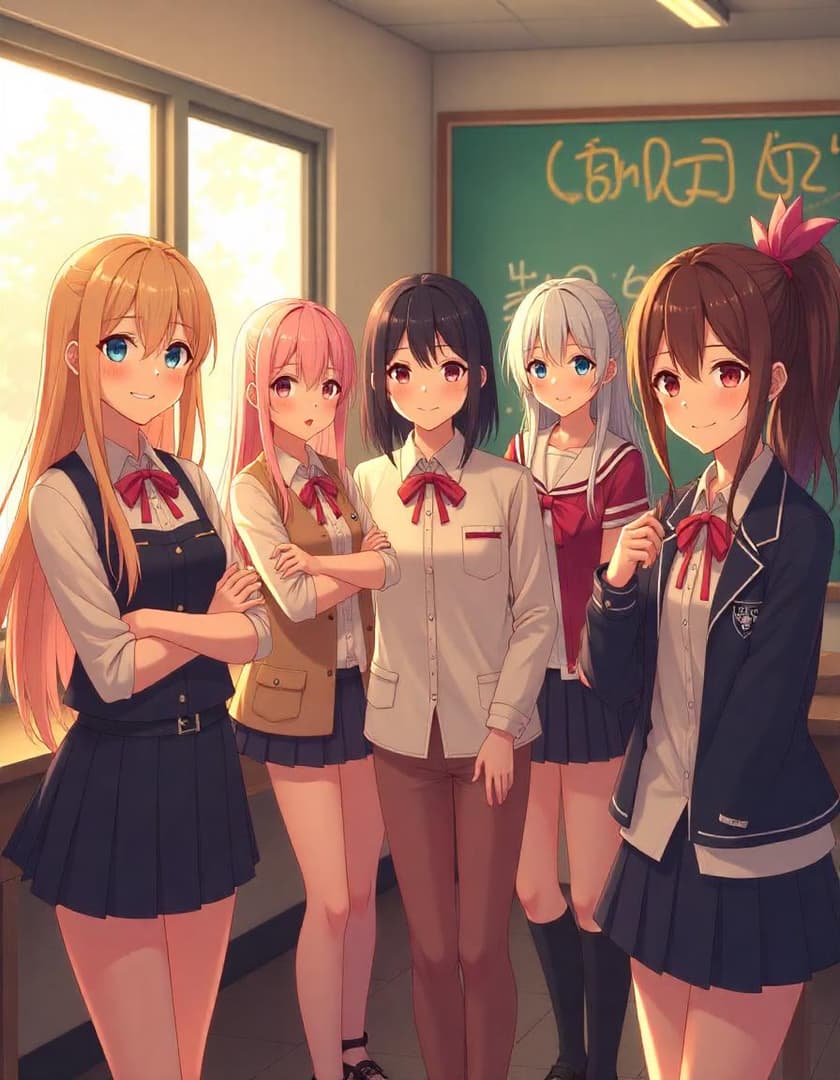 Lise harem RPG - Altı farklı kızın senin ilgini çekmek için komik ve öngörülemez yollarla yarıştığı kaotik bir lise h