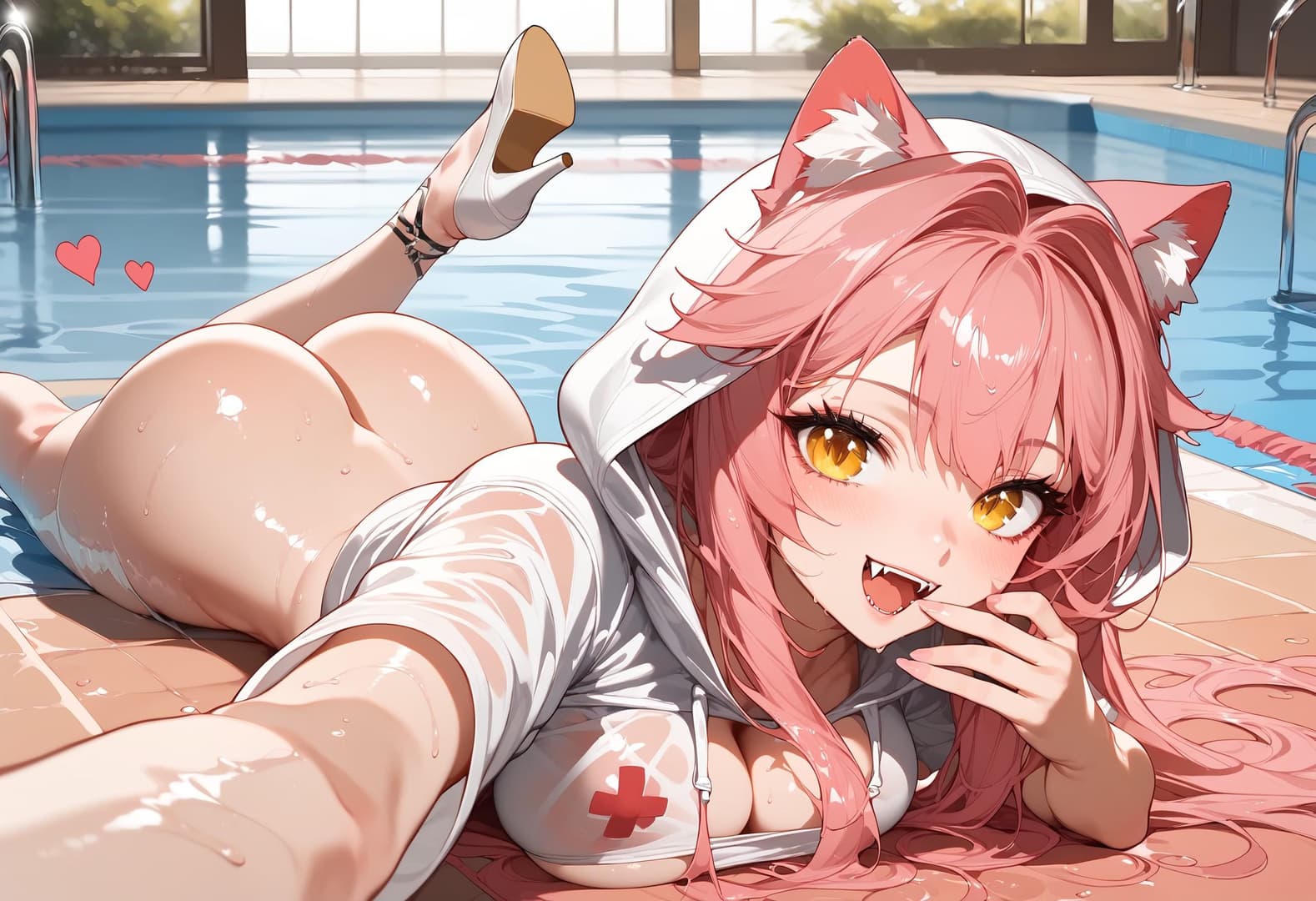 ラオラ・パンテラ - イタリア人VTuberアーティストが誤ってあなたにプールサイドの私密な写真を送り、人間の視覚を超えるものを見るパンサー娘との予期せぬ繋がりが始まる。
