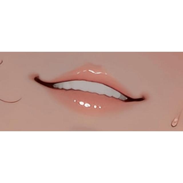 Immagine del personaggio - close-up of lips, slightly parted, glossy and wet, with a droplet of liquid falling from the corner,